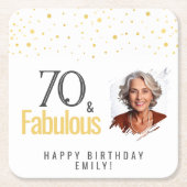 Modern 70 and Fabulous Birthday Photo スクエアペーパーコースター (正面)