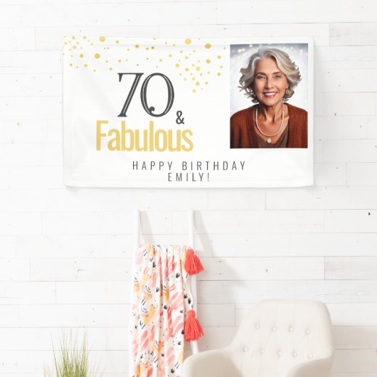 Modern 70 and Fabulous Birthday Photo 横断幕 (インサイチュ)