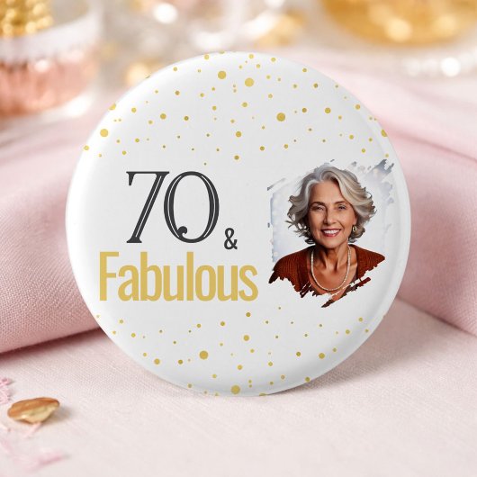 Modern 70 and Fabulous Birthday Photo 缶バッジ