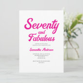 Modern 70 and Fabulous Pink 70th Birthday Party 招待状 (スタンド正面)