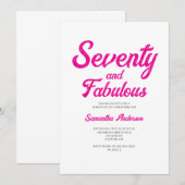 Modern 70 and Fabulous Pink 70th Birthday Party 招待状 (正面/裏面)