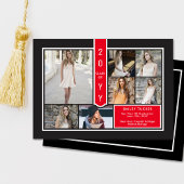 Modern 7-Photo College Red & Black Graduation 案内状