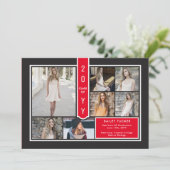 Modern 7-Photo College Red & Black Graduation 案内状 (スタンド正面)