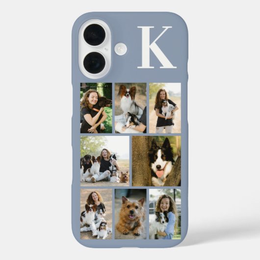 Modern 8 Pet Photo Dusty Blue Case-Mate iPhoneケース (裏面)