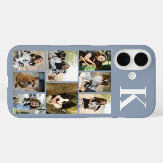 Modern 8 Pet Photo Dusty Blue Case-Mate iPhoneケース (裏面 (横))