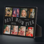 Modern 8 Photo Collage Best Mom Ever Black フォトプラーク<br><div class="desc">Modern and minimal mother's day photo keepsake plaque featuring 8 photos with a curvy typography text that says "best mom ever." The color is black.</div>