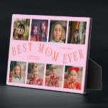 Modern 8 Photo Collage Best Mom Ever Orange Pink フォトプラーク<br><div class="desc">Modern and minimal mother's day photo keepsake plaque featuring 8 photos with a curvy typography text that says "best mom ever." The color is orange and pink.</div>