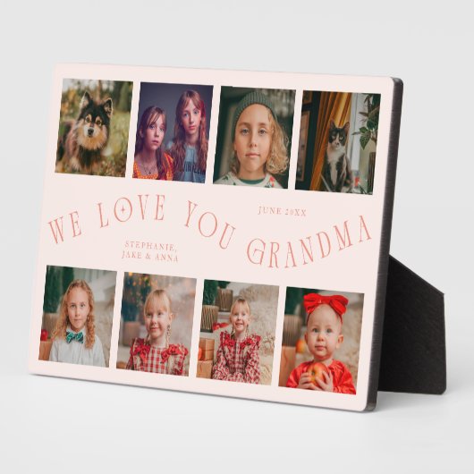 Modern 8 Photo Grid Love You Grandma Peach フォトプラーク (側面)