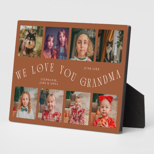 Modern 8 Photo Grid Love You Grandma Terracotta フォトプラーク (側面)