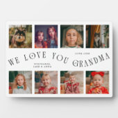 Modern 8 Photo Grid Love You Grandma White フォトプラーク (正面)
