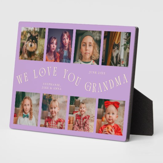 Modern 8 Photo Grid Love You Grandma Wisteria フォトプラーク (側面)