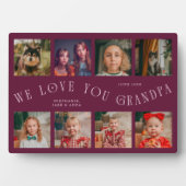 Modern 8 Photo Grid Love You Grandpa Cranberry フォトプラーク (正面)