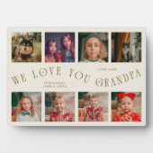 Modern 8 Photo Grid Love You Grandpa Cream フォトプラーク (正面)