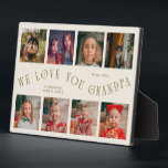 Modern 8 Photo Grid Love You Grandpa Cream フォトプラーク<br><div class="desc">Modern and minimal keepsake photo plaque to gift it to a grandfather featuring 8 photos with a curvy typography text that says "we love you grandpa." The color is cream.</div>