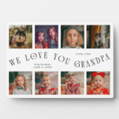 Modern 8 Photo Grid Love You Grandpa White フォトプラーク (正面)