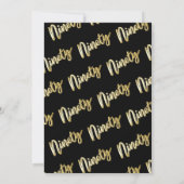 Modern 90th birthday gold black ninety script サンキューカード (裏面)