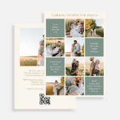Modern 9 Photo Collage Sage Green Bridal Shower 招待状