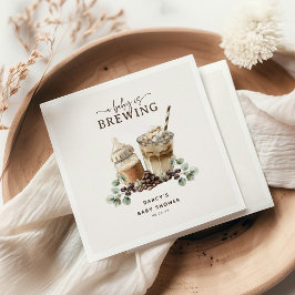 Modern 'a Baby is Brewing' Coffee Baby Shower スタンダードカクテルナプキン