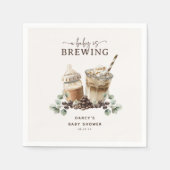 Modern 'a Baby is Brewing' Coffee Baby Shower スタンダードカクテルナプキン (正面)