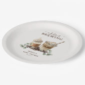 Modern 'a Baby is Brewing' Coffee Baby Shower ペーパープレート (アングル)