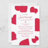 Modern A Little Sweetheart Valentine Baby Shower 招待状 (正面)