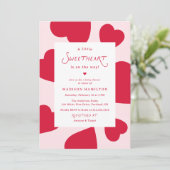 Modern A Little Sweetheart Valentine Baby Shower 招待状 (スタンド正面)