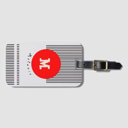 Modern abstract aesthetic minimal Monogram ラゲッジタグ (正面横)