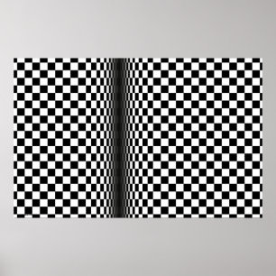 Modern abstract art black white 3d squares on ポスター