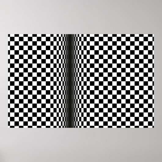 Modern abstract art black white 3d squares on ポスター (正面)