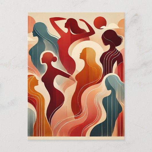 Modern Abstract Art Celebrating Women Empowerment ポストカード (正面)