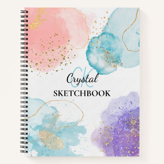 Modern Abstract Art Pastel Monogram Sketchbook ノートブック (正面)