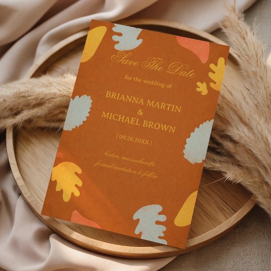 Modern Abstract Autumn Warm Elegant セーブザデート