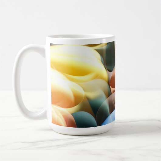 Modern Abstract Beer Stein with Luminous Curves コーヒーマグカップ (左)