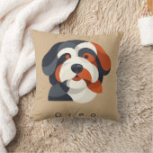 Modern Abstract Bernedoodle Portrait - Geometric T クッション (ブランケット)