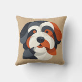 Modern Abstract Bernedoodle Portrait - Geometric T クッション (裏面)
