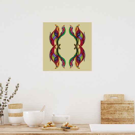 Modern abstract birds portal ポスター (キッチン)