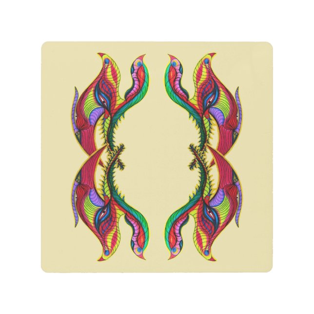 Modern abstract birds portal メタルプリント (正面)