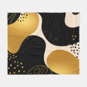 Modern Abstract Black and Gold Organic Pattern フリースブランケット (正面(横))