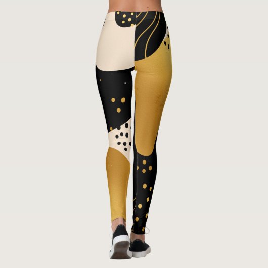 Modern Abstract Black and Gold Organic Pattern レギンス (裏面)