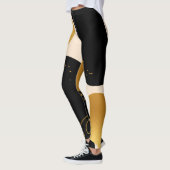Modern Abstract Black and Gold Organic Pattern レギンス (左)