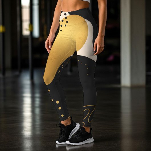 Modern Abstract Black and Gold Organic Pattern レギンス