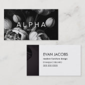 Modern Abstract Black and white painterly flowers 名刺 (正面/裏面)