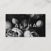 Modern Abstract Black and white painterly flowers 名刺 (正面)