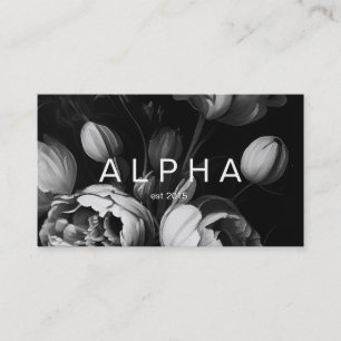 Modern Abstract Black and white painterly flowers 名刺