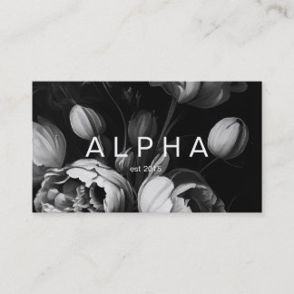 Modern Abstract Black and white painterly flowers 名刺