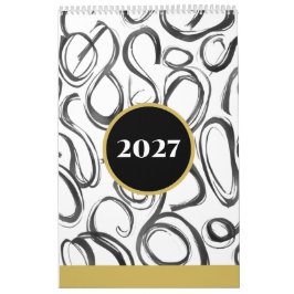 Modern Abstract Black Gold 2027 Wall Calendar カレンダー