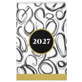 Modern Abstract Black Gold 2027 Wall Calendar カレンダー