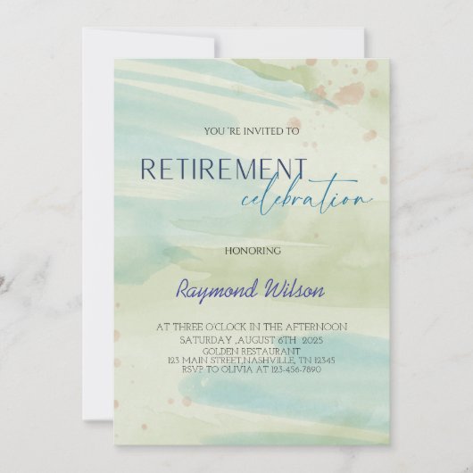 Modern Abstract Blob Retirement Party 招待状 (正面)