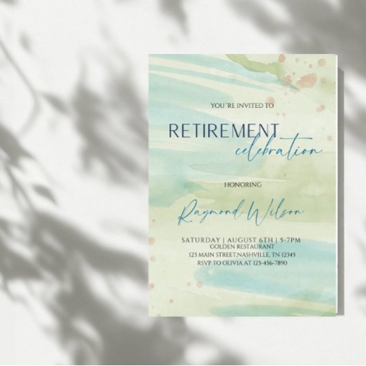 Modern Abstract Blob Retirement Party 招待状