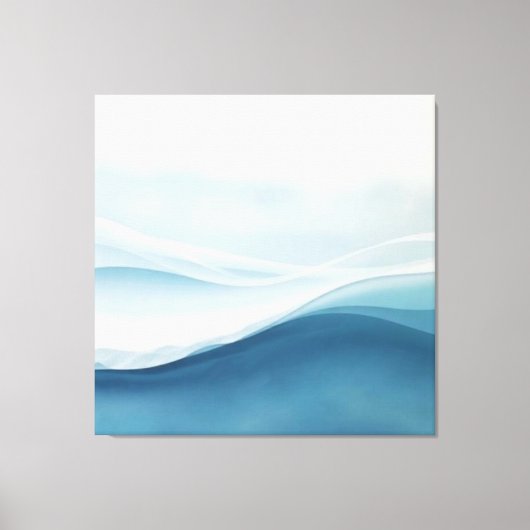 Modern Abstract Blue Calm Serene Waves キャンバスプリント (正面)